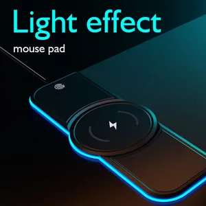 rgb gaming wireless charging computer mouse pad colorful luminous rubber mouse pad pc laptop keyboard table mat free global shipping