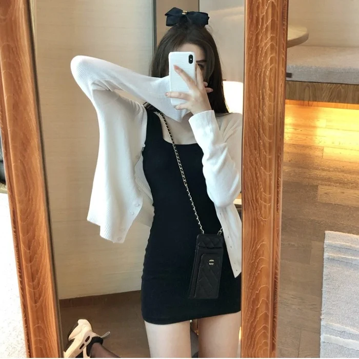 Женский комплект из двух предметов однотонное облегающее платье футляр с