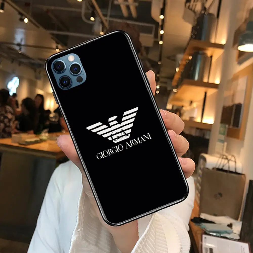 

Luxury A-Armni Genuine Style Phone Case cover For iphone 12 pro max 11 8 7 6 s XR PLUS X XS SE 2020 mini black cell shell