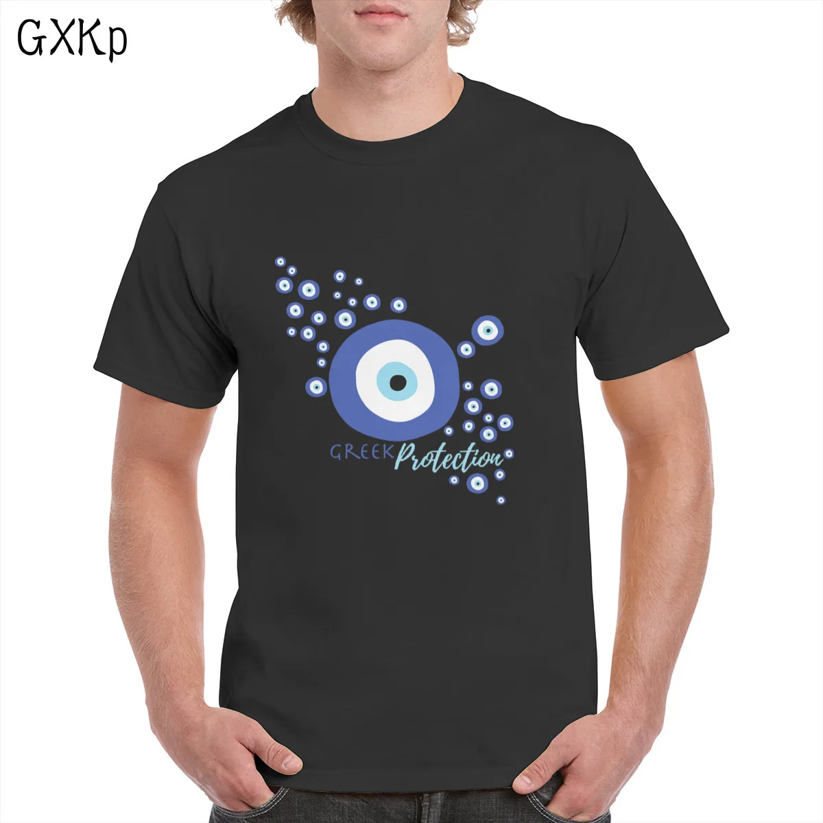 

Evil Eye t shirt Turkish Eye Amulet Tshirt Pop Hamsa Blue Eye Graphic Black Top 100% Cotton clothes female Man Pluse Size
