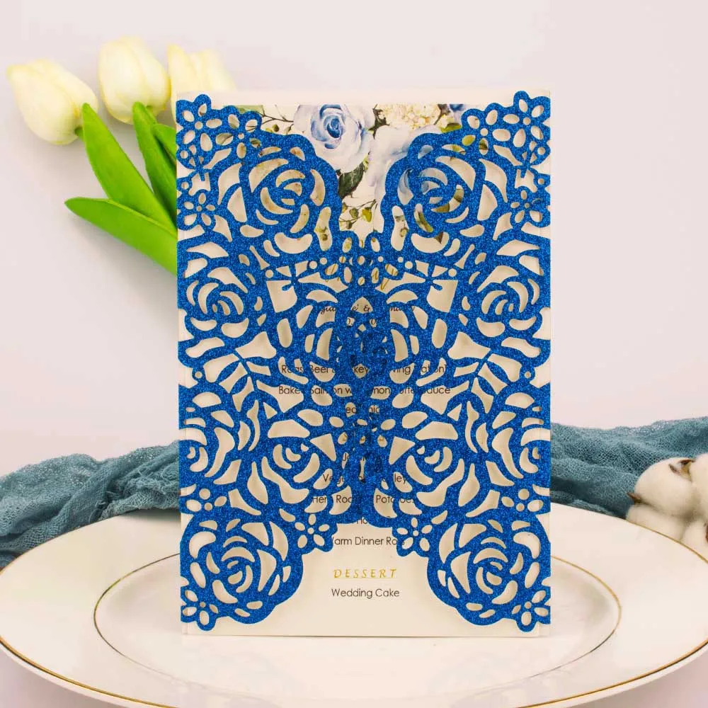 25 шт. блестящая бумага элегантная лазерная резка цветов свадебные