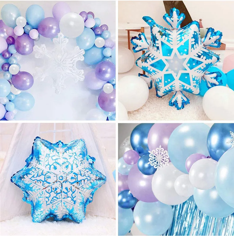 Juego de globos de princesa de copo de nieve, Kit de arco de guirnalda, fiesta de cumplea&ntilde;os de Frozen, Bola de hielo, Baby Shower, decoraci&oacute;n de boda, Globo, 1 Juego-5