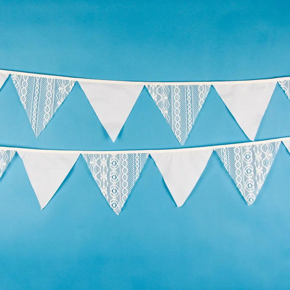 12 Flags Vintage Cotton Pennant For Party Wedding Pennant Bunting Banner Garlands Fabric Decor Wedding Party Supplies 3.2m - Цвет: Бургундия