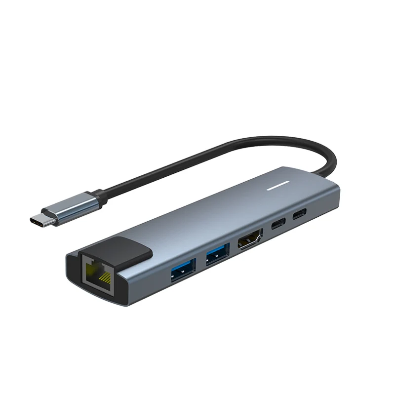 

Док-станция Тип C 6-в-1 с RJ45/USB3.0/USB2.0/HDMI-совместимым/Type-C/PD 100 Вт для HUAWEI Lenovo MacBook