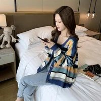 2020 new small fresh and sweet knit sweater top ladies loose mid length western style small cardigan jacket cardigan