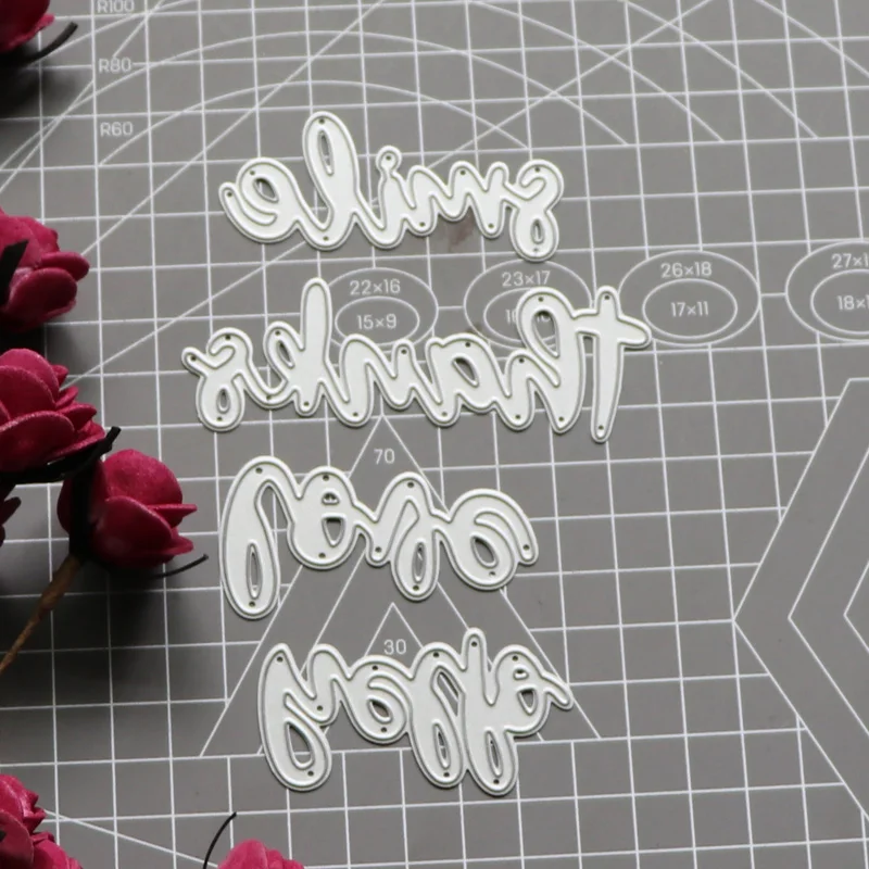 

2021 New Hello Thanks Smile Love Words Metal Steel Cutting Dies Stencils for Making Scrapbooking DIY Album Paper Cards Embossing