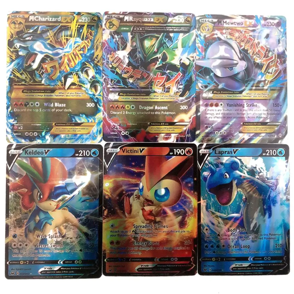 60PCS Pokemon Shining Cards TAKARA TOMY French V VMAX MEGA GX TAG Trading Battle Game Card Collection Booster Box Kids Toy Gift - купить по