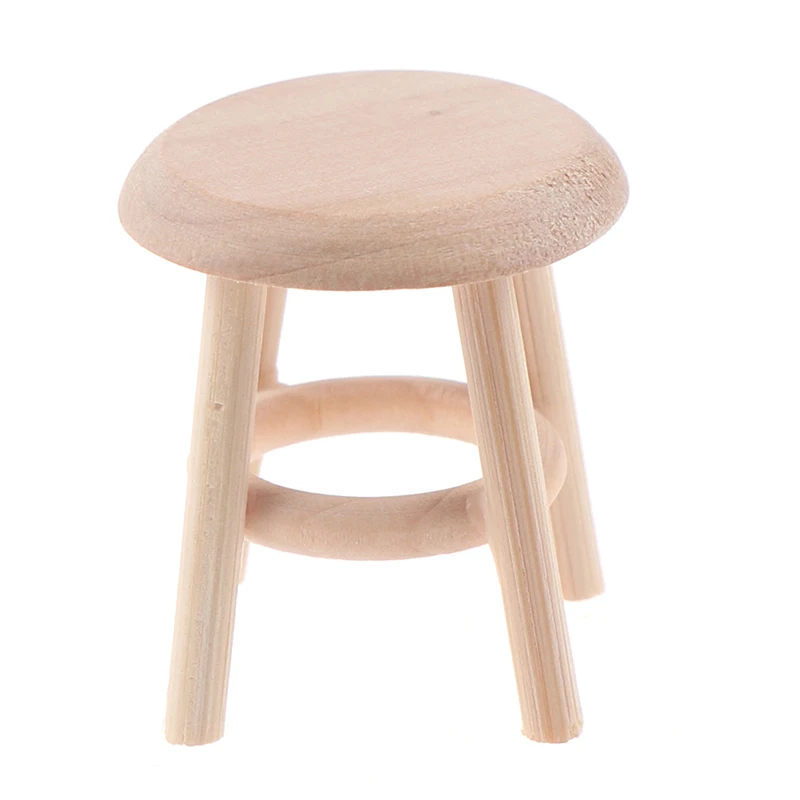 

1/12 Dollhouse Miniature Furniture Round Stool Chair for Kids Pretend Play Toys