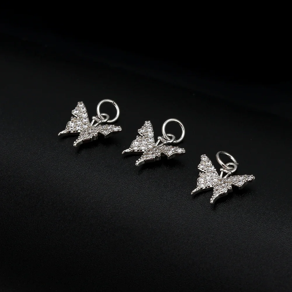 

Fashion 14*15mm 1PC Butterfly Gold Color Silver Color Pendant for DIY Jewelry Accessories Animal Sweet Copper Findings BD473