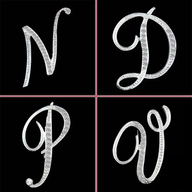 Оригинальная универсальная брошь в форме буквы Английский алфавит стразы