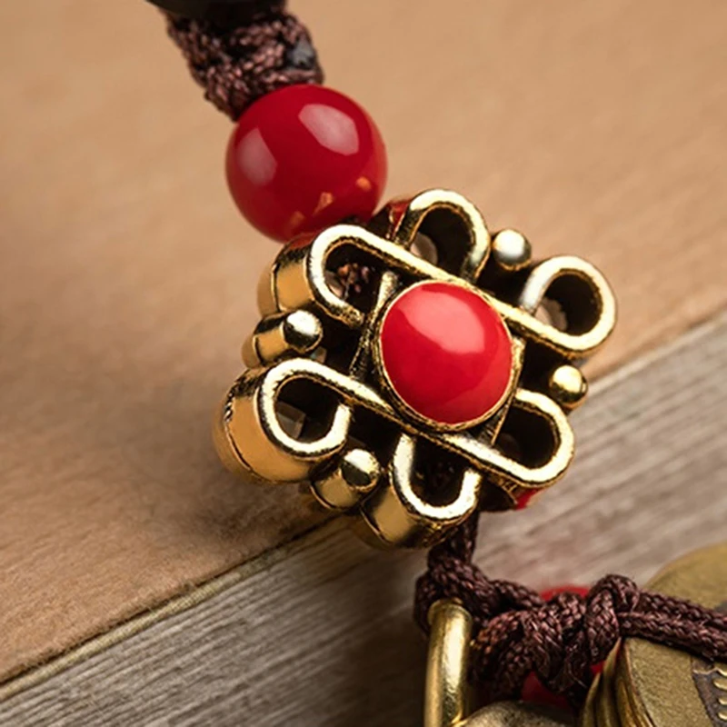 2 шт. ручной работы веревка счастливый фэн шуй подвесной винтажный латунный