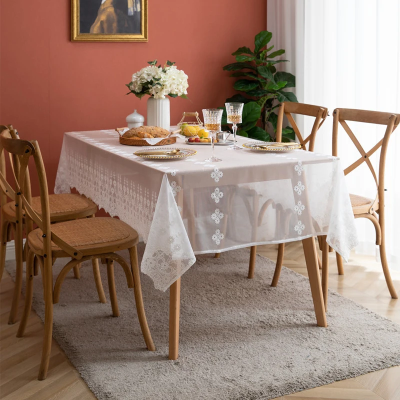 

Nordic White Lace Tablecloth Wedding Party Home Decoration Table Cloth Kitchen Dining Table Cover Living Room Large Tablecloths