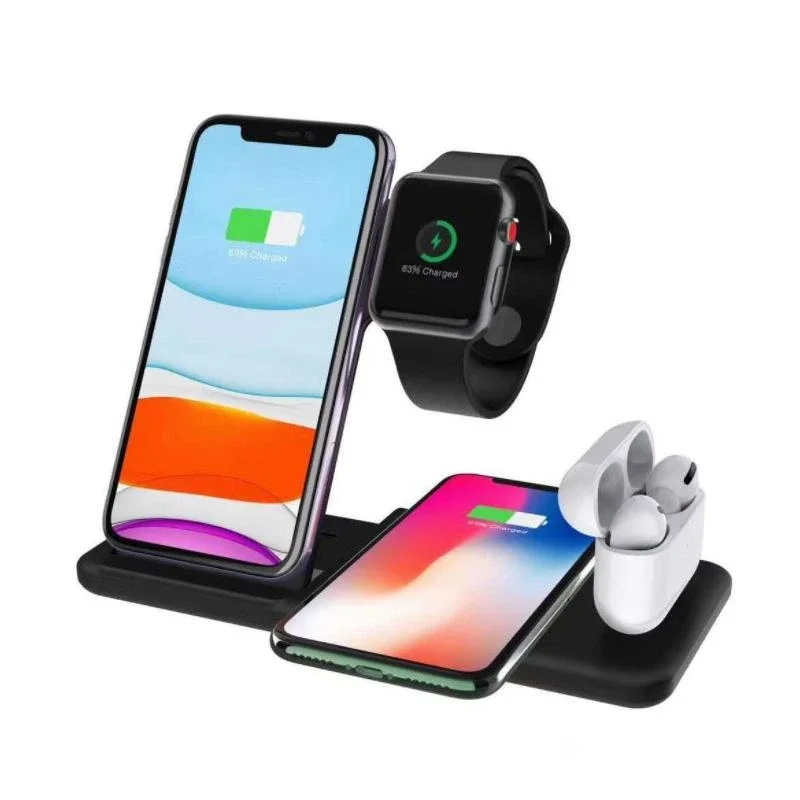 

4 In 1 Vertical Folding Wireless Charging Stand For Apple Watch 6 5 4 3 iPhone 12 11 X XS XR 8 Airpods Pro 10W Qi Fast Charger