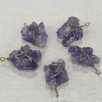 natural stone necklace pendant high quality amethyst pendant suitable for handmade diy necklace bracelet making accessories
