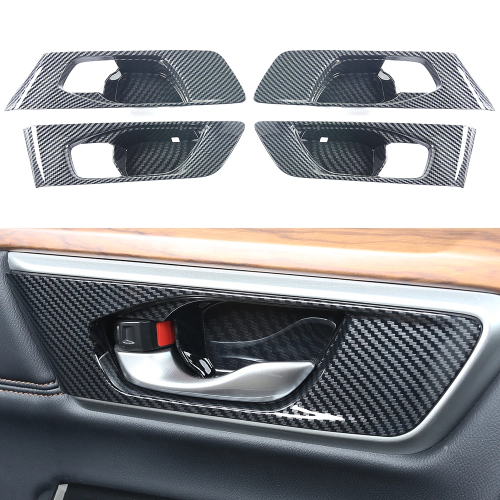 

Inner Door Handle Decoration Frame Carbon Fiber Pattern Trims For Honda CRV 2021 2020 2019 2018 2017 Car Interior Accessories