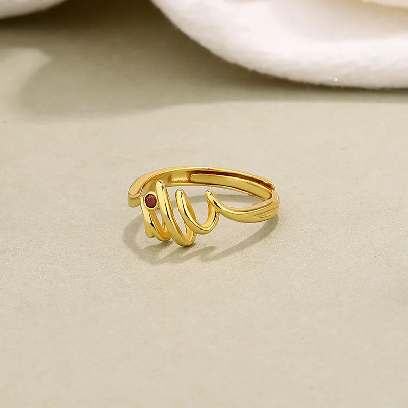 

RAINBOW HOOP Original Design Geometric Line 100% 925 Sterling Silver Plated Gold Red Crystal Rings For Women Fine Jewelry 2021