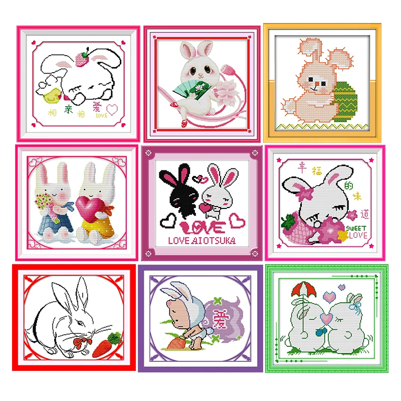 Серия Happy Rabbit наборы крестиков Dmc 11CT 14CT напечатанные узоры Вышивание вышивка