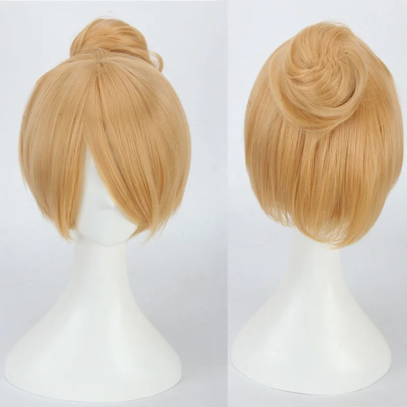 Феи косплей костюмы принцессы Динь Белл парик короткий блонд синтетические