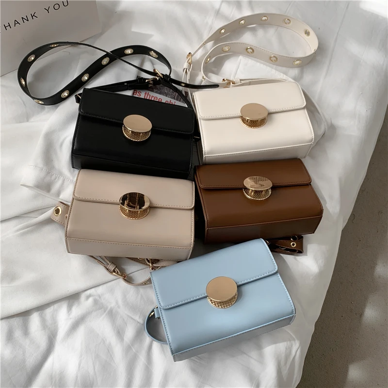 

Summer 2021 Circular Lock Small Crossbody Bags For Women Simple Brand Designer Clutch High Quality PU Leather Girl Shoulder Bags