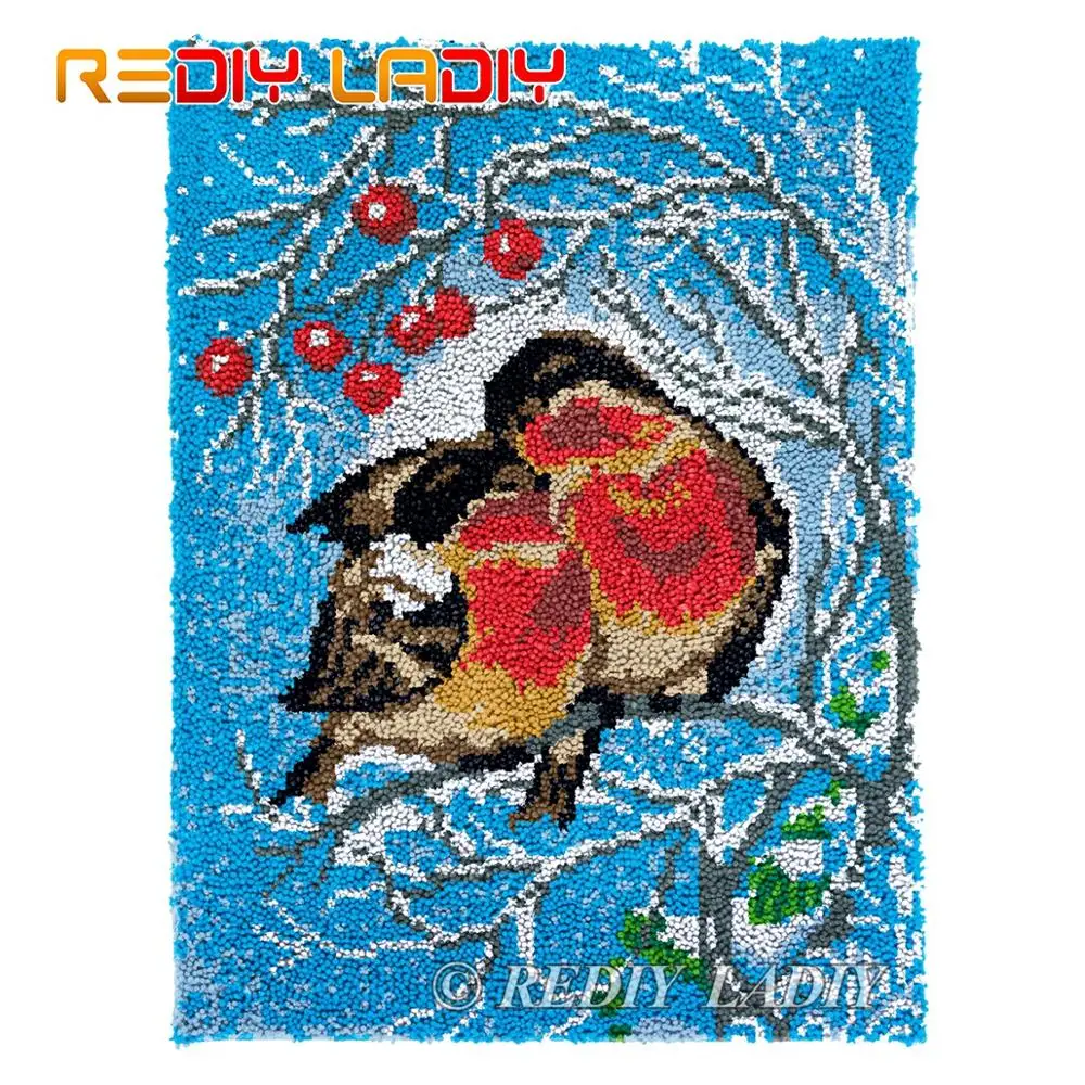 

Latch Hook Rug Cuddling Birds Chunky Yarn Tapestry Kits Crochet Cushion Mat DIY Carpet Rug Needlework Hobby & Crafts 63*81cm