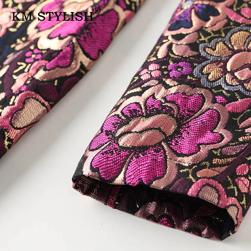 [Ограниченная серия] роскошное жаккардовое вечернее платье Cheongsam с вышивкой и воротником-стойкой, тонкое осеннее и зимнее цельное платье с цветочным рисунком