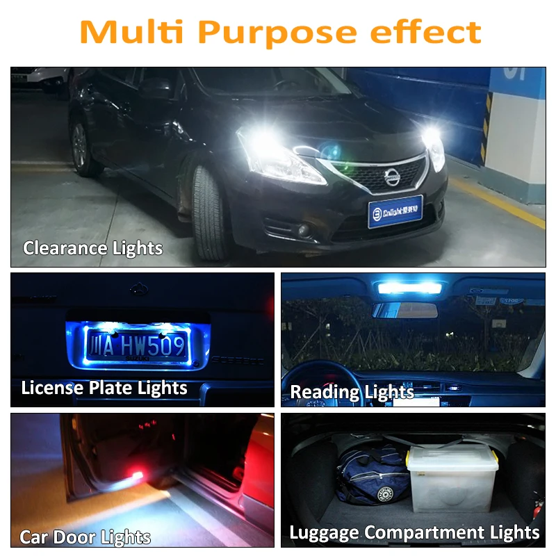 

T10 LED W5W 8 COB Clearance Lights License Plate Light Car Door lamp Trunk Lamps Reading Bulb led 12V