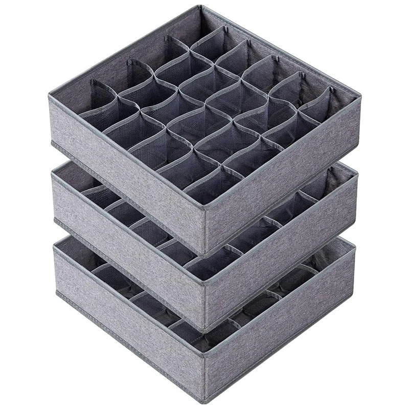 

3 Pcs Socks Drawer Storage Divider Underwear Storage Box, 24 Compartments Foldable Wardrobe Storage Box