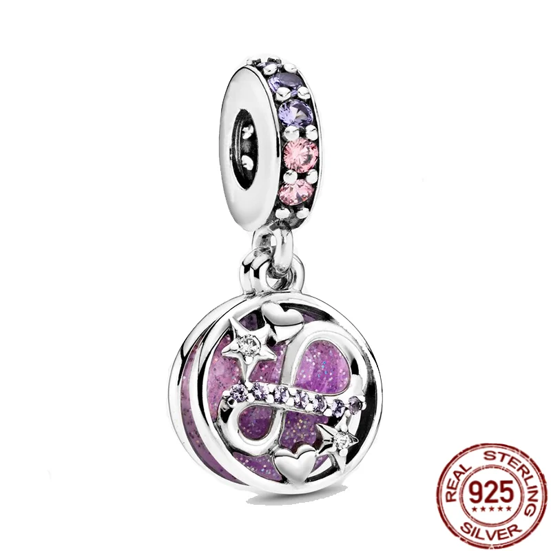 

925 Sterling Silver Flamingo Double Ring Series Pendant Suitable For Original Pandora Bracelet DIY Ladies Jewelry Accessories