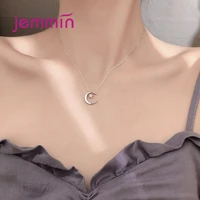hot sale 925 sterling silver shining zircon star moon pendant necklace for women wedding party fine jewelry anniversary gift