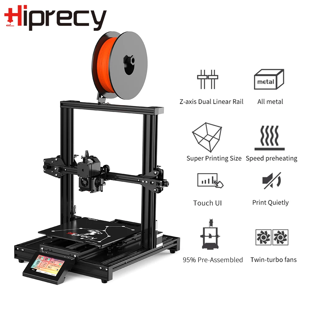 Hiprecy LEO 3d принтер Магнитный нагреватель цельнометаллический принтер поддержка 1,75 мм PLA I3 DIY KIT hotкровать двойной z-оси TFT экран VS ender 3