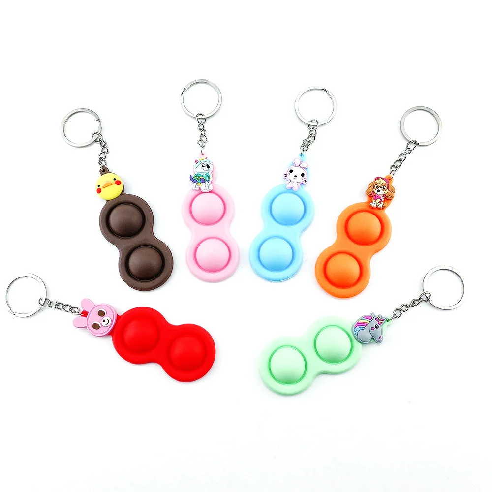 

Мультяшные игрушки-антистресс, брелок, игрушка-антистресс с двумя пальцами, цепочка с пузырьками, Портативный сенсорный артефакт для сняти...