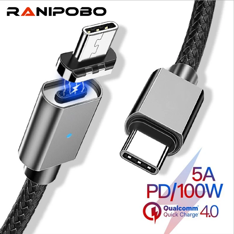 

Магнитный кабель USB Type C на USB C PD, 5 А, шнур для Samsung Note 10, 100 Вт, PD, магнитное зарядное устройство, USB C, Type-C, провод, шнур для Huawei