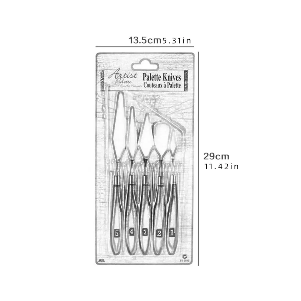 

5PCS Mixed Palette Knife Painting Stainless Steel Scraper Spatula Art Supplies for Artist Canvas Oil Paint Color Mixing