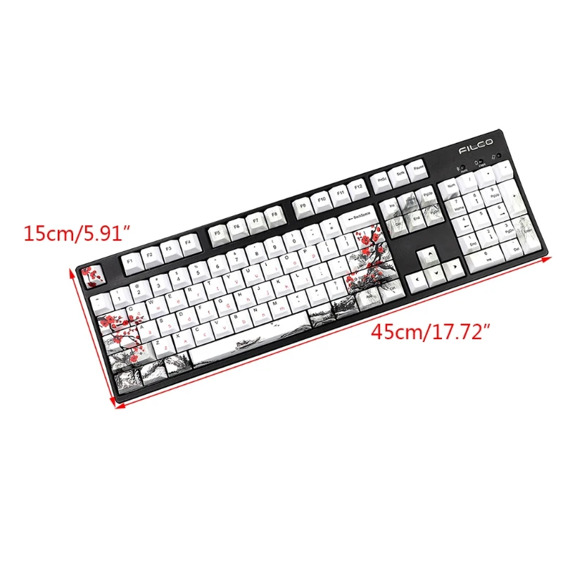 

R58A Mechanical Keyboard 128 Keys Cherry Profile DYE-Sub Botanical Plum Blossom Theme PBT Keycap