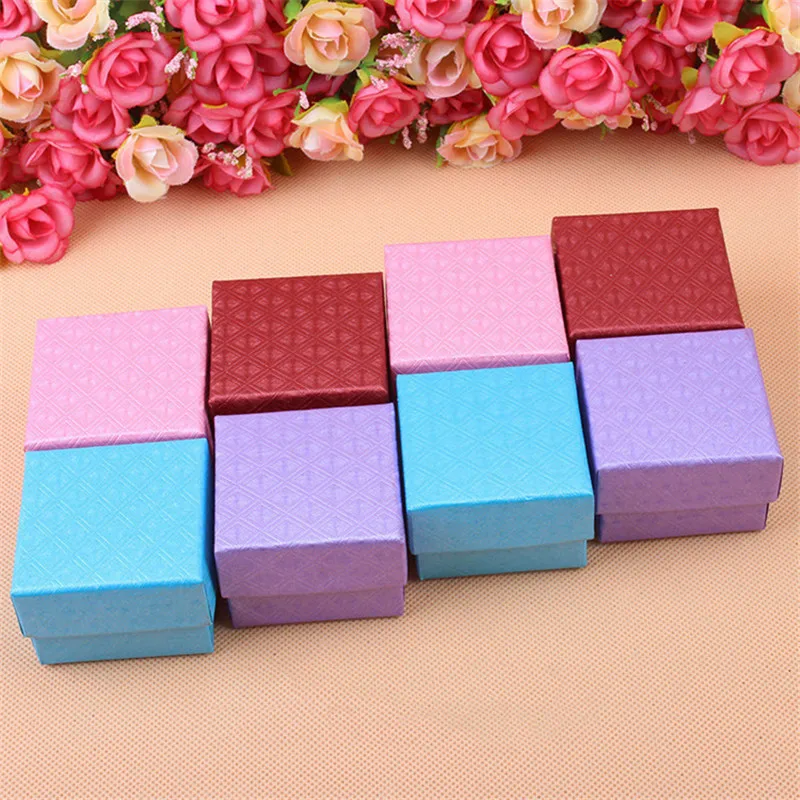 

500pcs/lot Square Jewelry Organizer Box Rings Storage Box Small Gift Box For Rings Earrings Christmas gifts 4 Colors 5*5*3.5cm