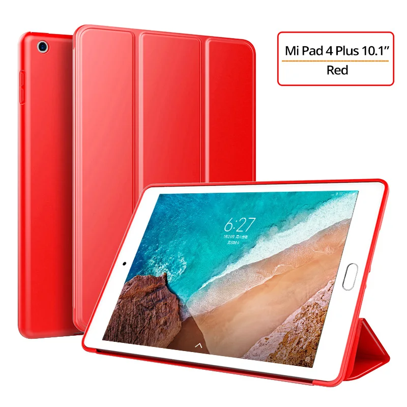 Чехол для Xiaomi Mi Pad 4 Plus, ультратонкий Магнитный чехол-подставка, силиконовый мягкий смарт-чехол для Xiaomi Mi Pad 4 Plus 10,1 Tablet Funda - Цвет: Red