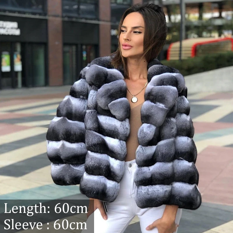 Luxury Women Natural Fur Coats Winter Outwear High Quality Genuine Full Pelt Rex Rabbit Fur Coat with Lapel Collar Warm Overcoat