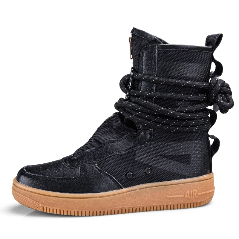 black Новая зимняя повседневная обувь унисекс с сеткой; обувь с высоким берцем; Вулканизированная обувь; легкая ходьба теннисные кроссовки; masculino zapatillas hombre - Цвет: black