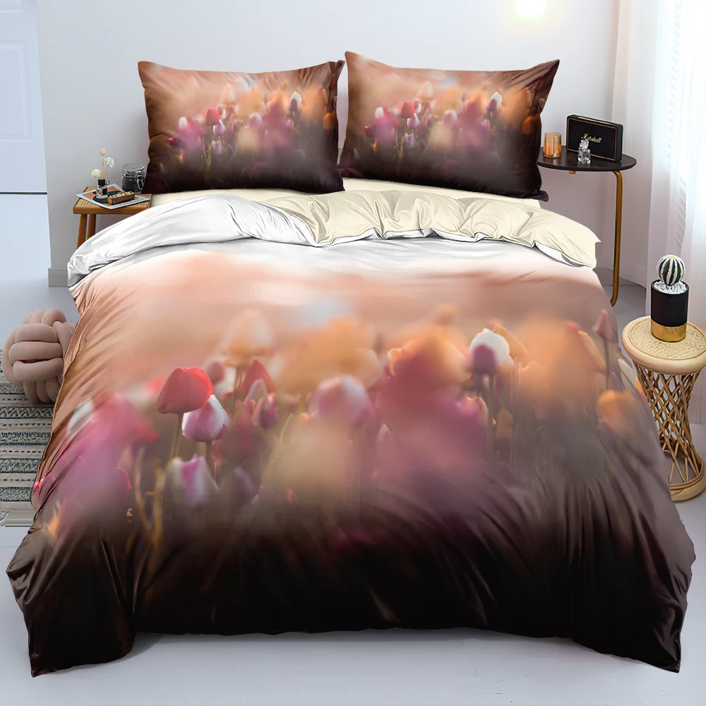 

Роскошное постельное белье с 3D цветами, удобное одеяло/комплект пододеяльника, мягкий комплект постельного белья для 1/2/двуспальной кроват...