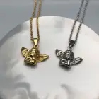 Золотое ожерелье в виде Ангела из нержавеющей стали, ювелирные изделия в стиле хип-хоп, кулон в виде малыша ангела, минималистичные подвески в виде крыльев Купидона, искусственные ангелы на заказ