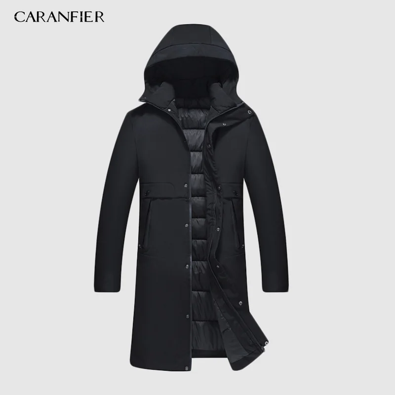 3301 Black CARANFIER/зимнее пальто, Мужская ветровка с меховым капюшоном, утепленная куртка, Мужская Уличная одежда в стиле хип-хоп, военные тренчи, длинная парка XXXL 4XL - Цвет: 3301 Black