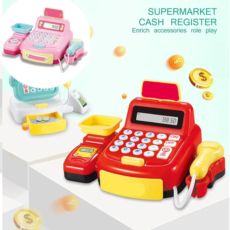 

Kids Pretend Toy Simulated Cash Register Boys And Girls Sound And Light Toy Simulation Scanner Supermarket
