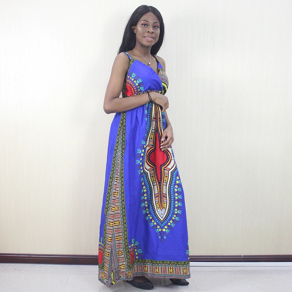 Платье в африканском стиле на тонких бретельках бохо женские элегантные длинные