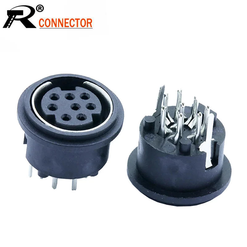 10 шт./лот 8-контактный разъем Mini DIN Female 8Pin Jack PS2 Round терминал шасси - купить по