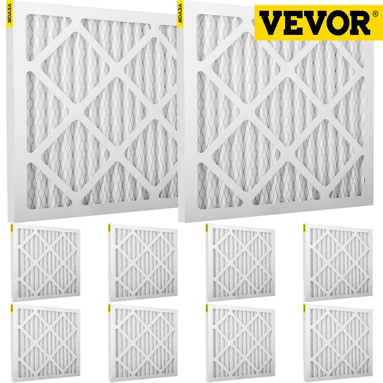 

VEVOR 16''x16'' HEPA Replacement Filter Kit 10/12pcs HVAC Pleated Air Filter Furnace Filter Replacement Set For Home Commercia