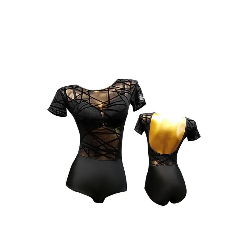 Топ для латиноамериканских танцев Кружевное боди с открытой спиной и коротким