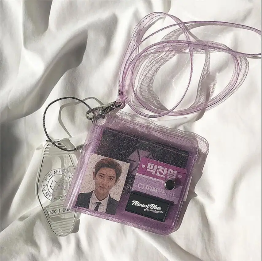 Милая лазерная прозрачная упаковка ID Держатель карты кошельки ПВХ складной