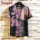 Zongke 2022 новая футболка с коротким рукавом с принтом, Мужская футболка, мужская летняя хлопковая футболка, мужские повседневные топы, модная Веселая одежда