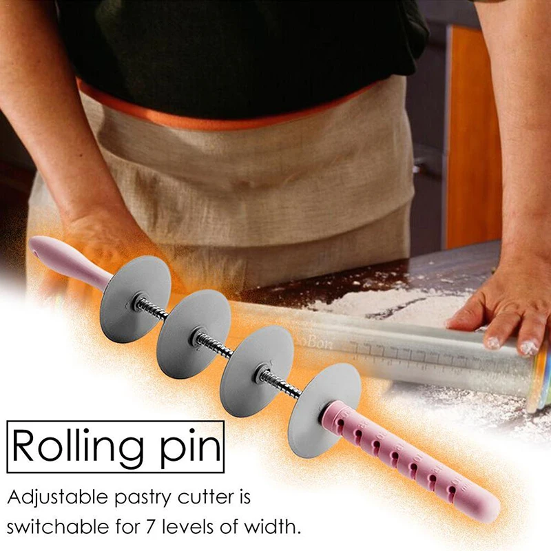 

Adjustable Blade Roller Rolling Pin Multi Functional Bread Iron Slicer Non-Stick Noodle Forming Mold Kitchen Gadgets Bakeware