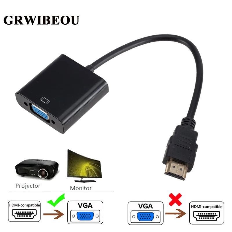 

HD 1080P HDMI-совместимый с VGA адаптер кабель подходит для Xbox PS4 компьютера ноутбука ТВ приставки к проекционному дисплею HD TV